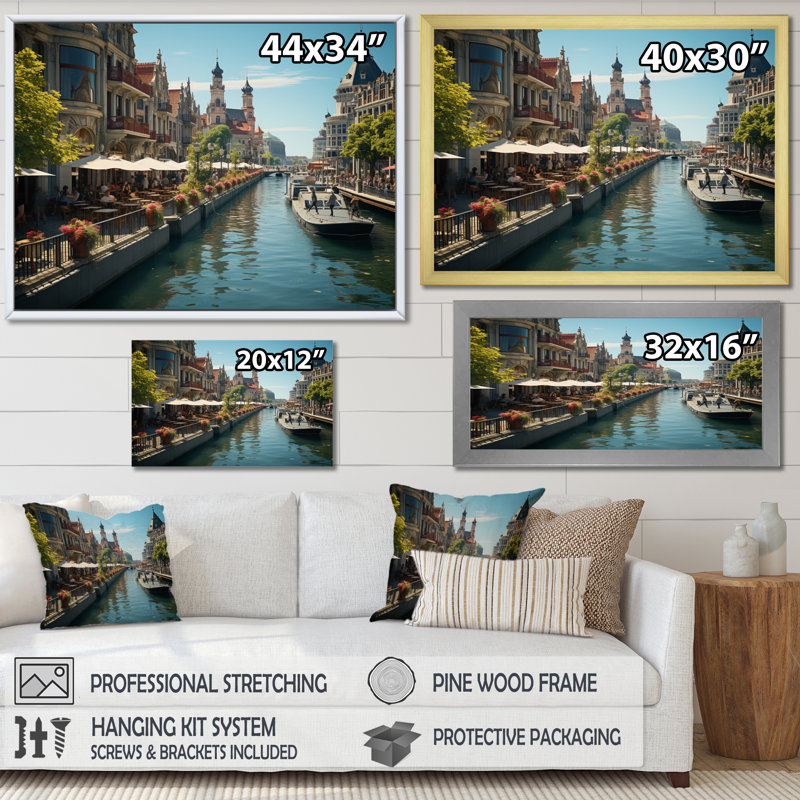 Maripaz, Allemagne, bord de mer, ville charmante II - impression, H 30 po x l 40 po x P 1,5 po, Cadre simple blanc