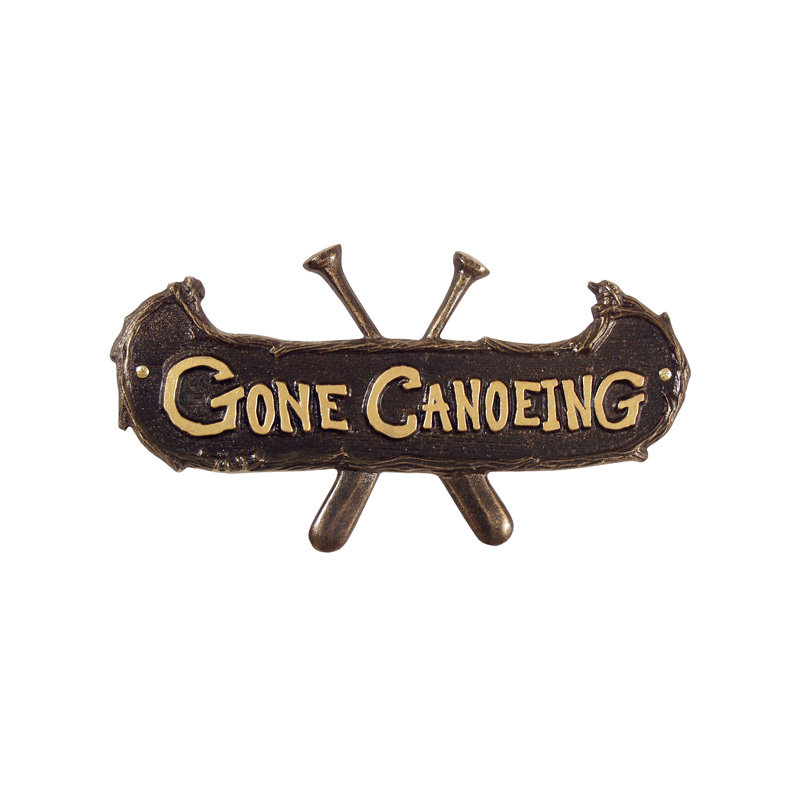 Gone Canoeing Garden Plaque, Bronze and Gold