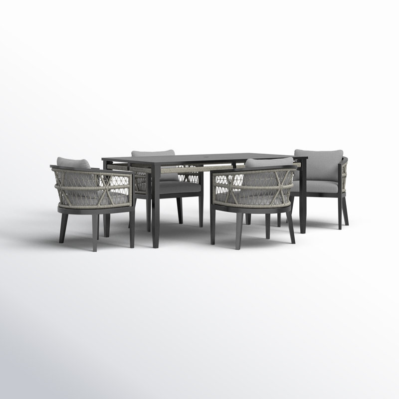 Elvina 66'' Rectangular 4 - Person Outdoor Dining Set with Cushions