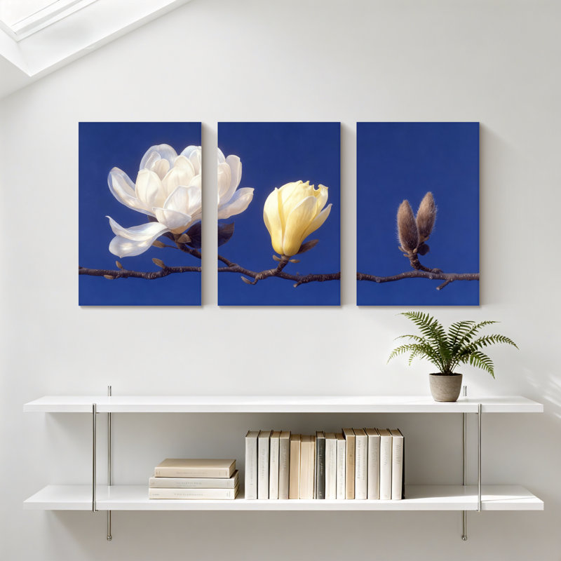Ensemble de 3 impressions sur toile Magnolia, H 30 po x l 60 po