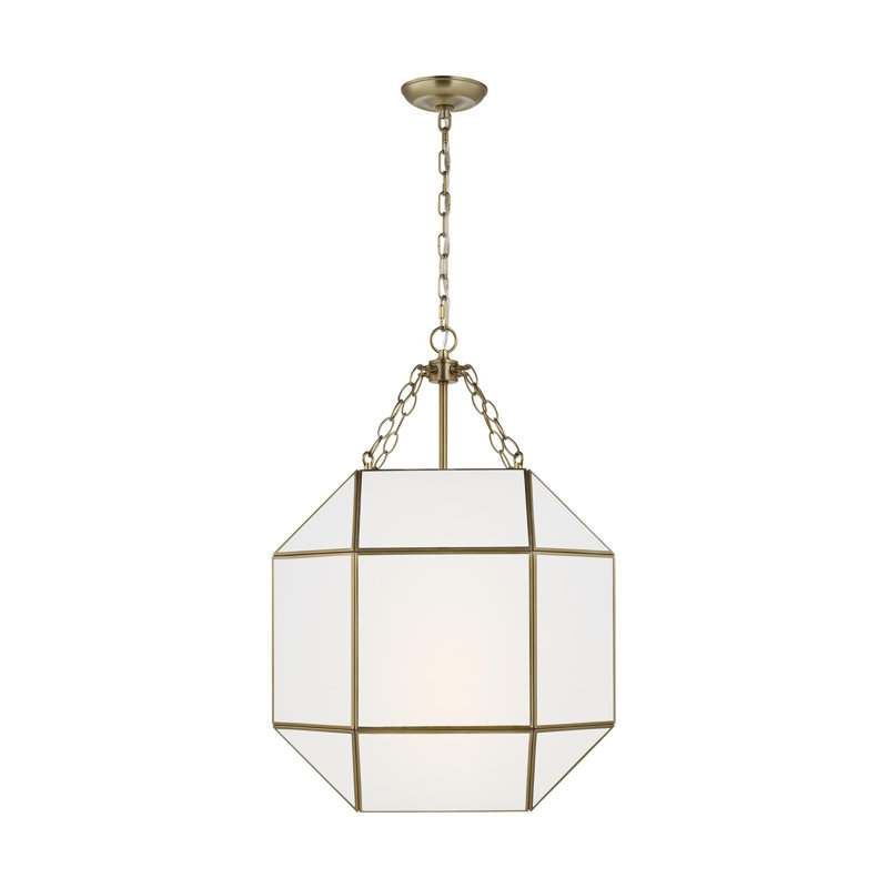 Morrison 3 - Light Pendant, 27.25" H x 18.5" W x 18.5" D, Satin Brass, White