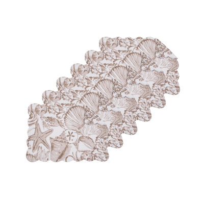 Ensemble de 6 napperons en coton matelassé Barley Coast Shells