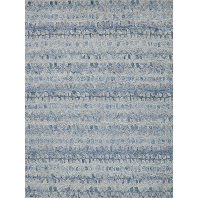 Colorplay Abstract Handmade Tufted Wool Area Rug in Navy/Gray