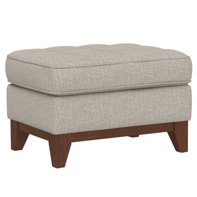 Beige Chair Ottoman with Wood Trim