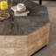 Table basse octogonale, table centrale en bois de style rétro 38 po avec motif en relief tridimensionnel, centre de table de cocktail rustique grand cercle