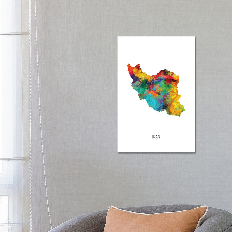 Iran Map by Michael Tompsett - Wrapped Canvas Gallery-Wrapped Canvas Giclée, 66.04 cm H x 45.72 cm W x 3.175 cm D