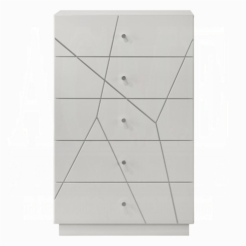 Commode élégante avec 5 tiroirs de rangement, commode de chambre avec boutons en métal