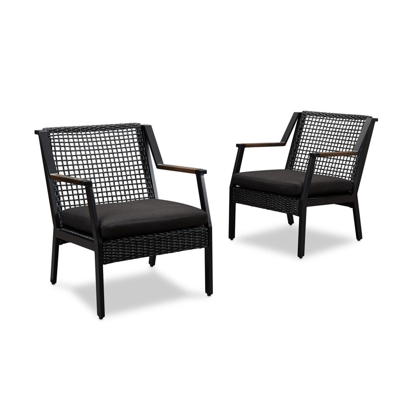 Calvin Patio Chair with Cushions, Black