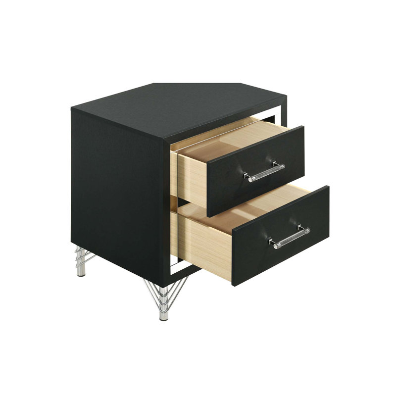 Malcolm Black 2-drawer Nightstand Bedside Table