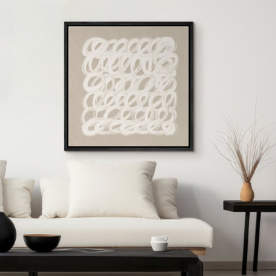 Abstract Lines Beige Modern Neutral Contemporary Framed Bedroom Wall Decorations Canvas Print