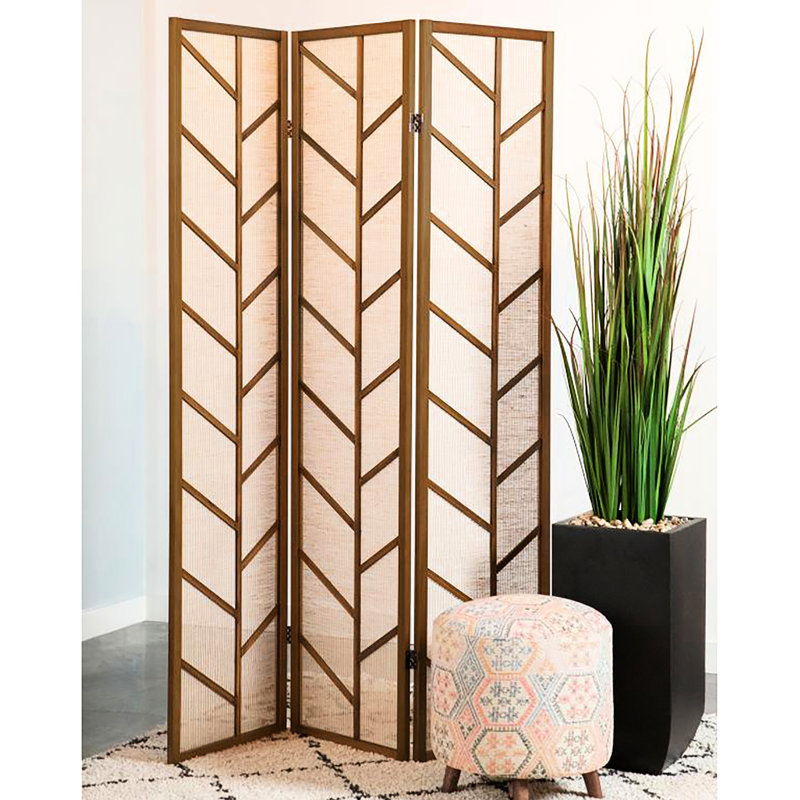 Jute Linen 3 Screen - Soften Room Corners With Style Modern Walnut And Create An Elegant Atmosphere