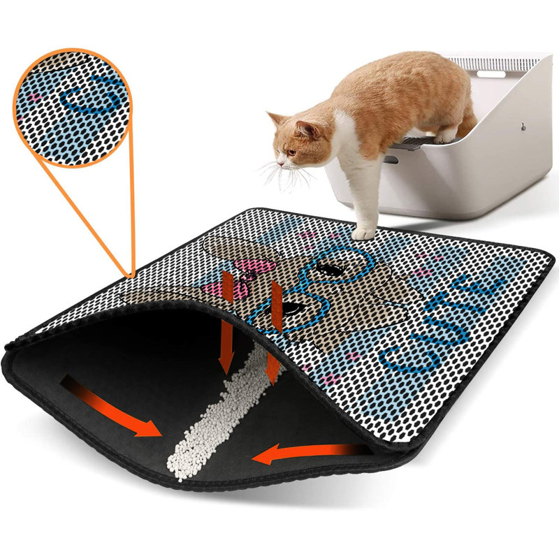 Tapis pour litière de qualité supérieure, 18 po x 24 po | 50% PVC / 50% polyester, lavable à la machine et passer l'aspirateur | Conception durable et facile à nettoyer pour les propriétaires d'animaux de compagnie | Protégez vos planchers des dégâts de la litière