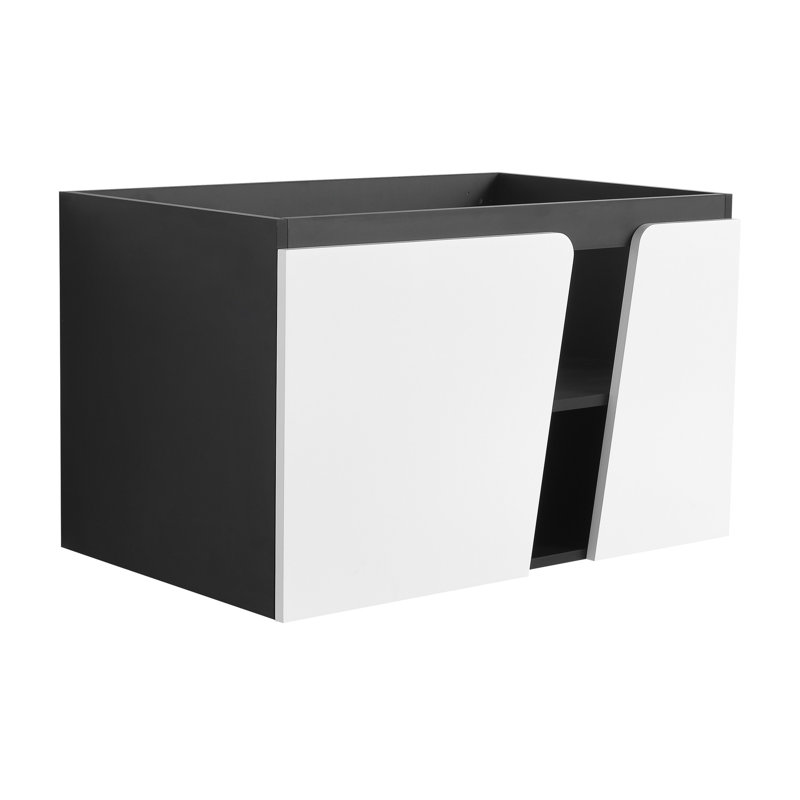 Meuble-lavabo moderne 32 po, option de fermeture en douceur, blanc et noir 32 po avec fermeture en douceur, fixation murale