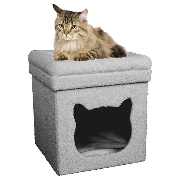 Froppi Teddy Boucle Cat House, Foldable Kittening Box, Pet Bed L40 W40 ...