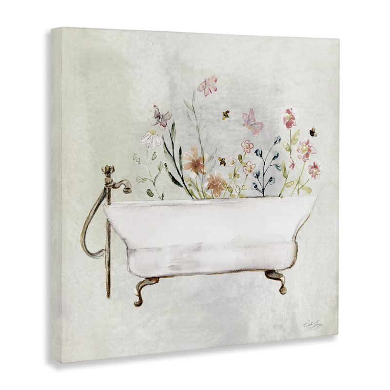 Art mural sur toile Butterfly Floral Tub par Stella Chang, H 17 po x l 17 po