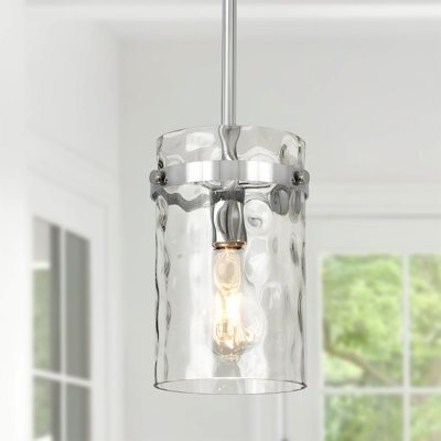 Levona 1 - Light 5.9" Kitchen Island Pendant with Clear Hammered Glass Shade
