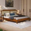 Neil Bed Frame with Rubber Wood and Rattan Headboard – Japanese Elegant Minimalist Design, Sturdy Construction, Easy Assembly – King, Milk Chocolate-881668055-881668052