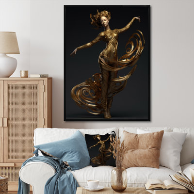 «Dynamic Pose Abstract Golden Dancer I», reproduction sur toile