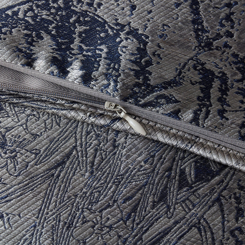 Silver Jacquard Floral Pattern Decorative Lumbar Pillow 14x26 inch