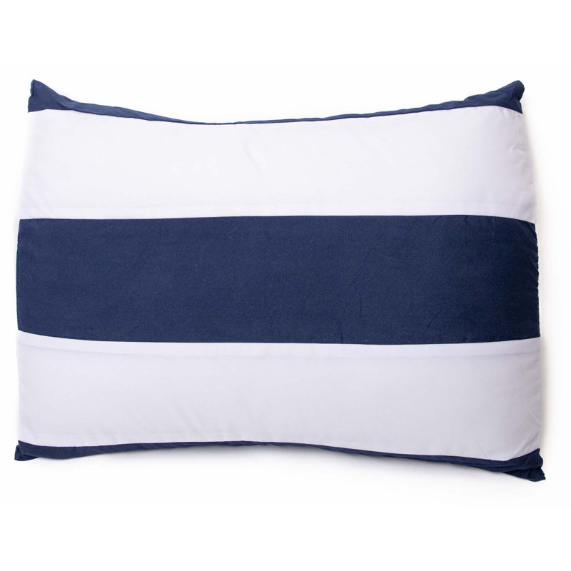 Nautical Baffle Box Stitch Striped Comforter Set, Navy, Queen Comforter + 6 Additional Pieces