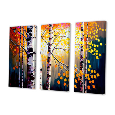 " Autumn Birch Trees Forest I " 3 - Pieces