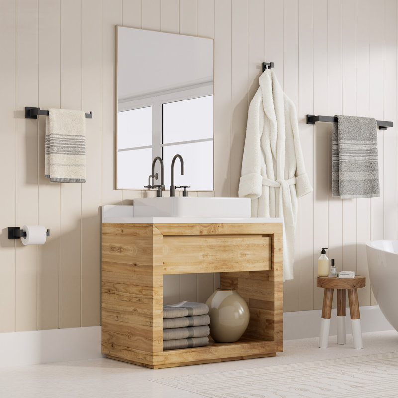  4 - Piece Bathroom Hardware Set, SUS 304 Stainless Steel, Rust-Resistant, Quality-Tested, Matte Black