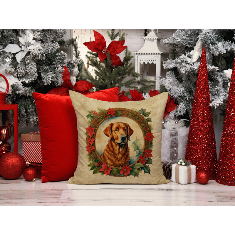 Coussin décoratif intérieur / extérieur en polyester Christmas, 14 po x 14 po, Carré
