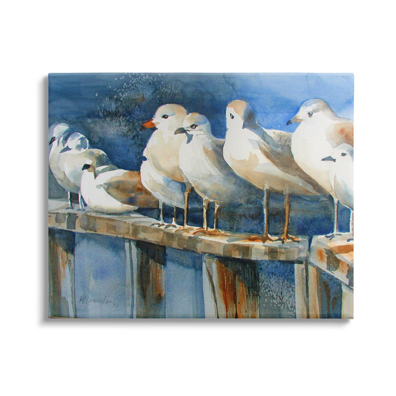 Balade sur la plage avec balançoires côtières par MB Cunningham - Peinture, Toile tendue, H 16 po x l 20 po x P 1,5 po