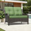 Causeuse en osier 2 places avec coussins verts amovibles All Weather-1974966905