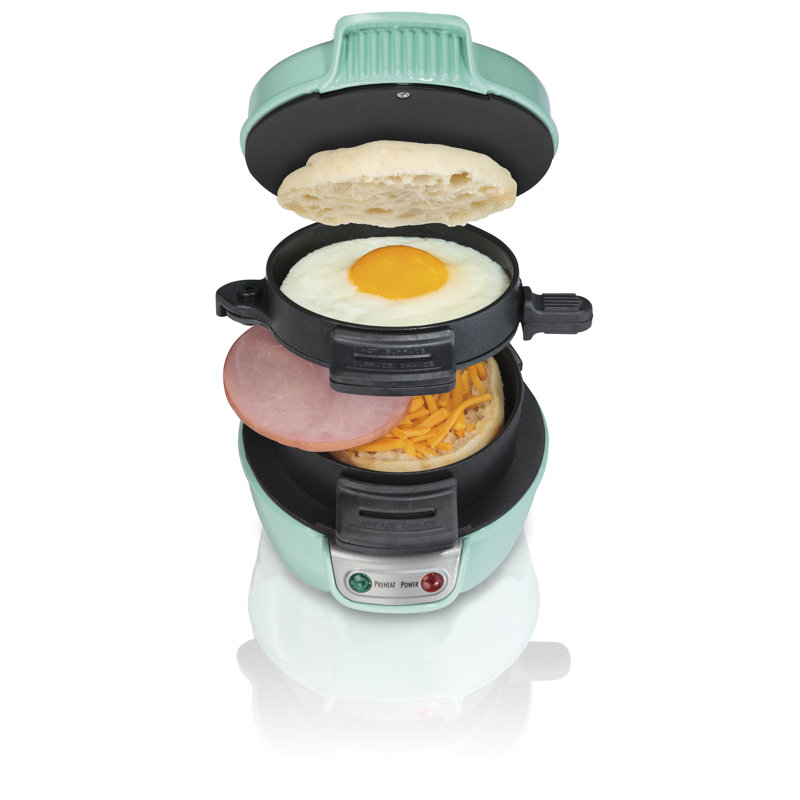 Hamilton Beach Breakfast Sandwich Maker with Egg Cooker Ring, Blue