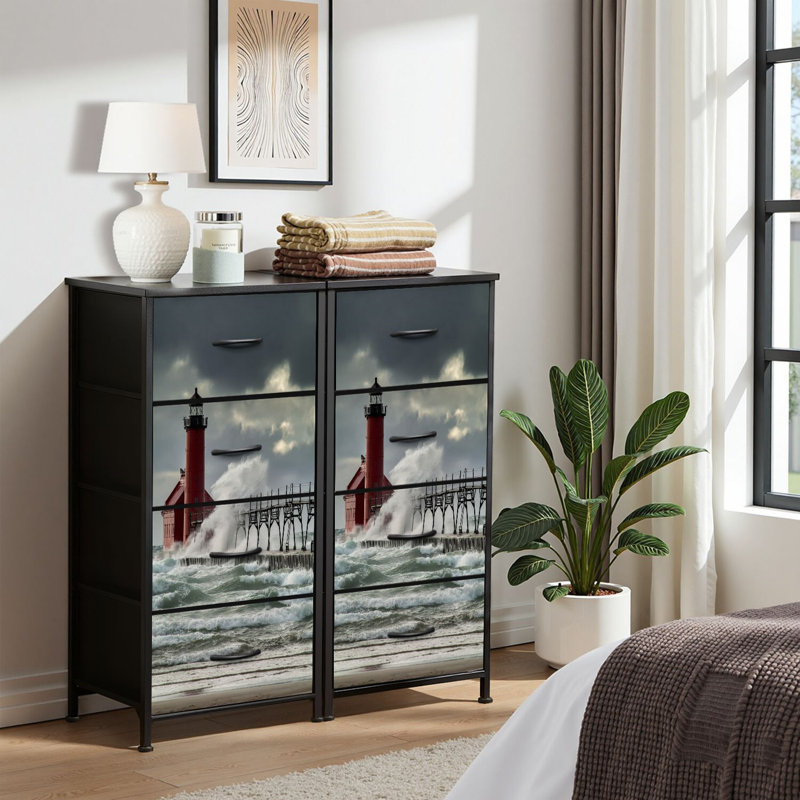 4 Drawer Dresser for Bedroom, Narrow Chest of Drawers, Wooden Top and Study Iron Frame 18"x37.5"-(WxH)