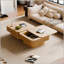 Table basse 31,5 po carrée avec rangement caché, placage en bois massif pour la vie moderne et les espaces organisés-133419988