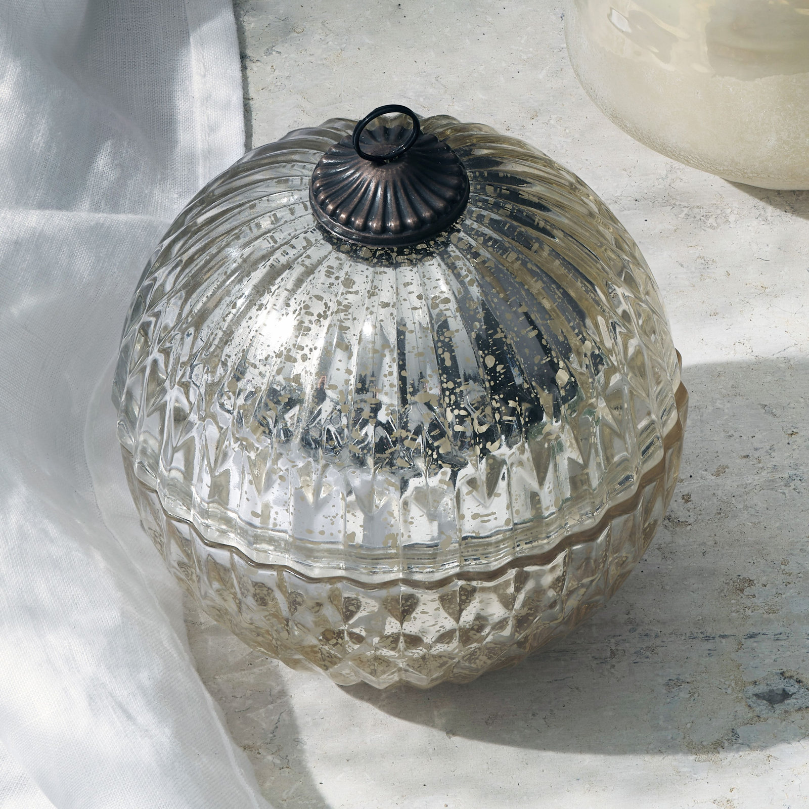 Noble Holiday Balsam & Cedar Candle, Silver Mercury Ornament
