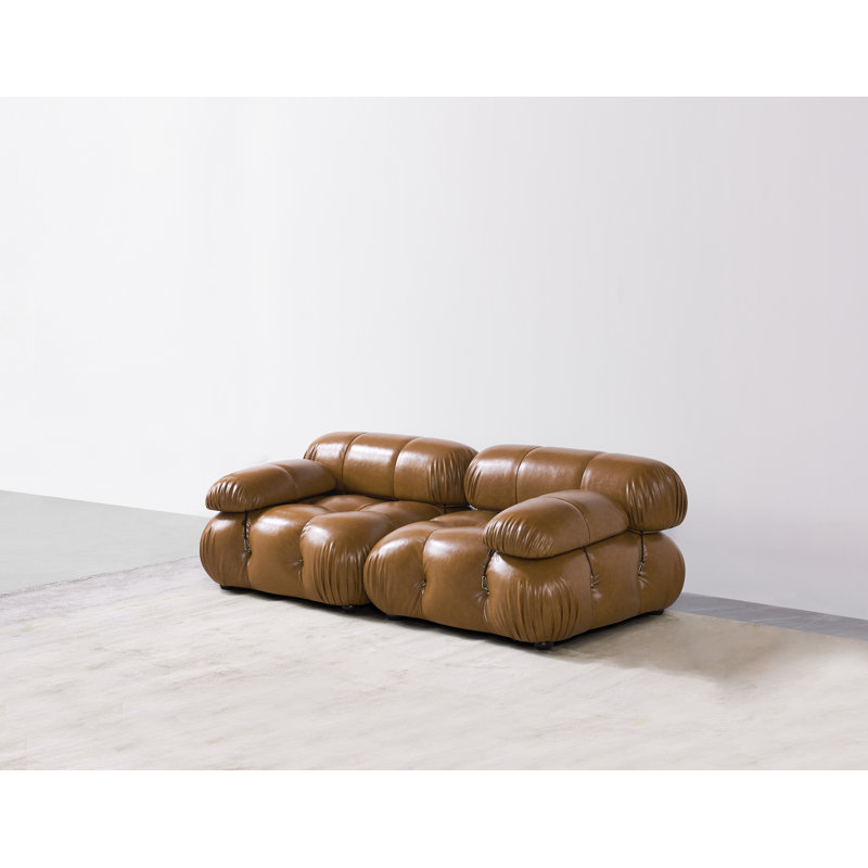 Breelin Upholstered 76'' Sofa, Brown Faux Leather