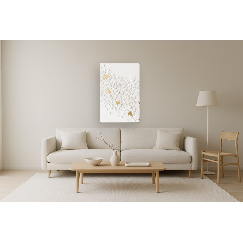 Art mural en toile mosaïque moderne Gilded Shards - 32 po x 47 po