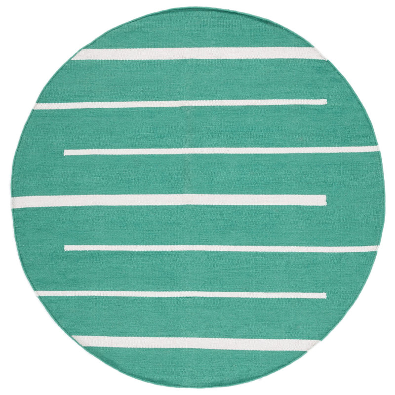 Estine Hand Woven Cotton Striped Rug, Round 6'
