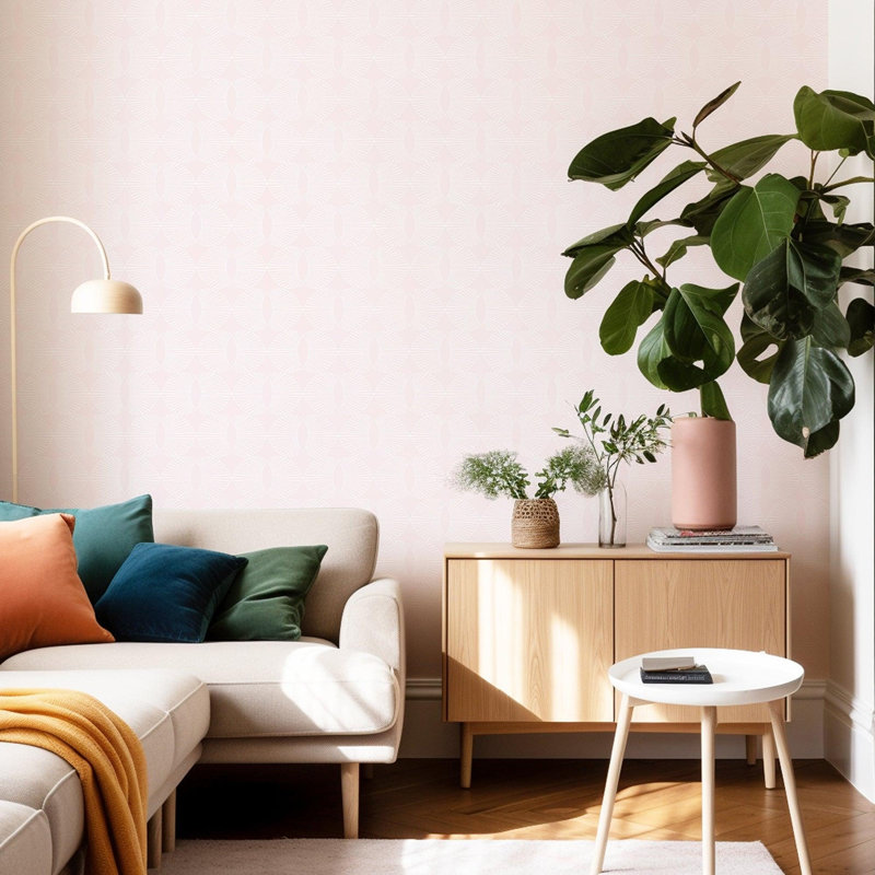 Lomé Paume 10' L x 24" W Wallpaper Roll, Blush, Faux Grasscloth, Non-pasted