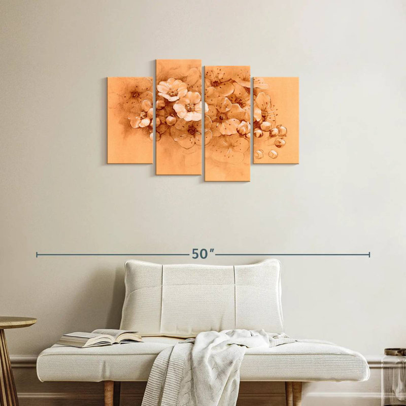 Harnek fleurs de printemps pastel orange, H 22 po x l 36 po
