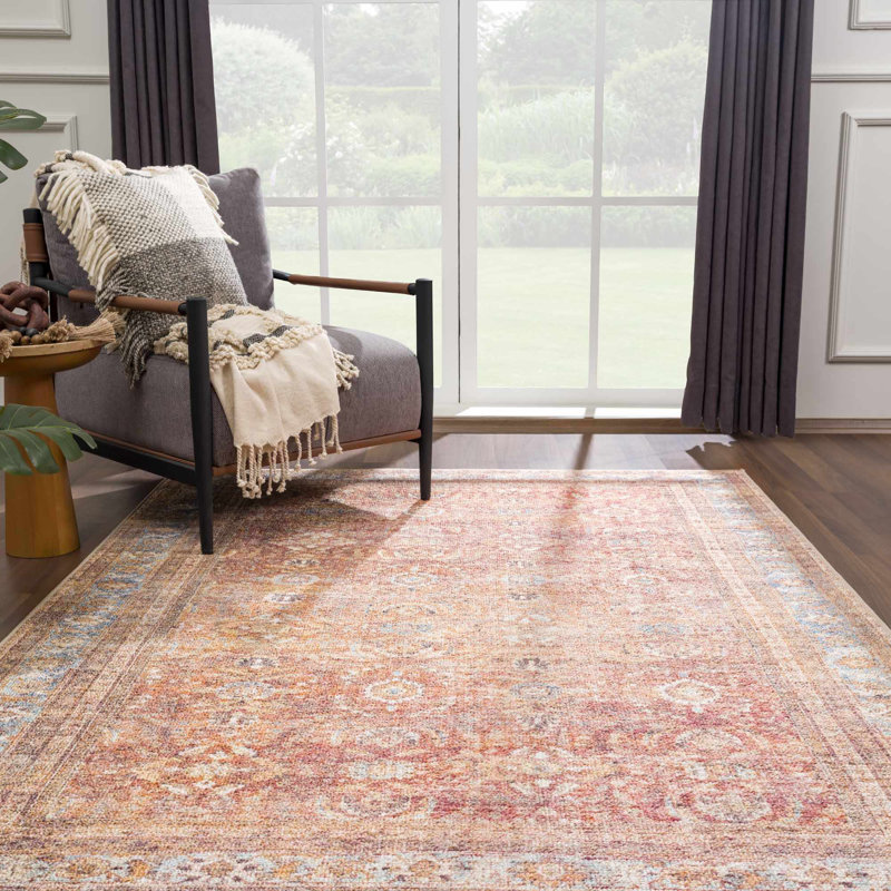 Tapis damassé Anarhu Boho, Rectangle 6 pi 7 po x 9 pi