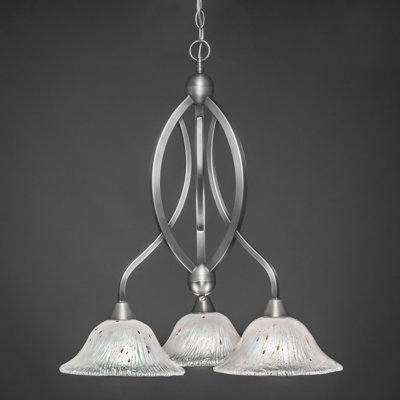 Bow 3 Light Downlight Chandelier With 10" Crystal Glass