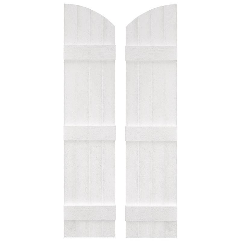 Builders Edge, paire de volets standard à quatre planches jointes avec arche, planche-n-lattes, Blanc, 61 po