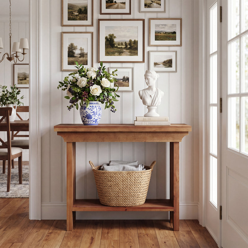 Console étroite 40 po en bois massif avec rangement