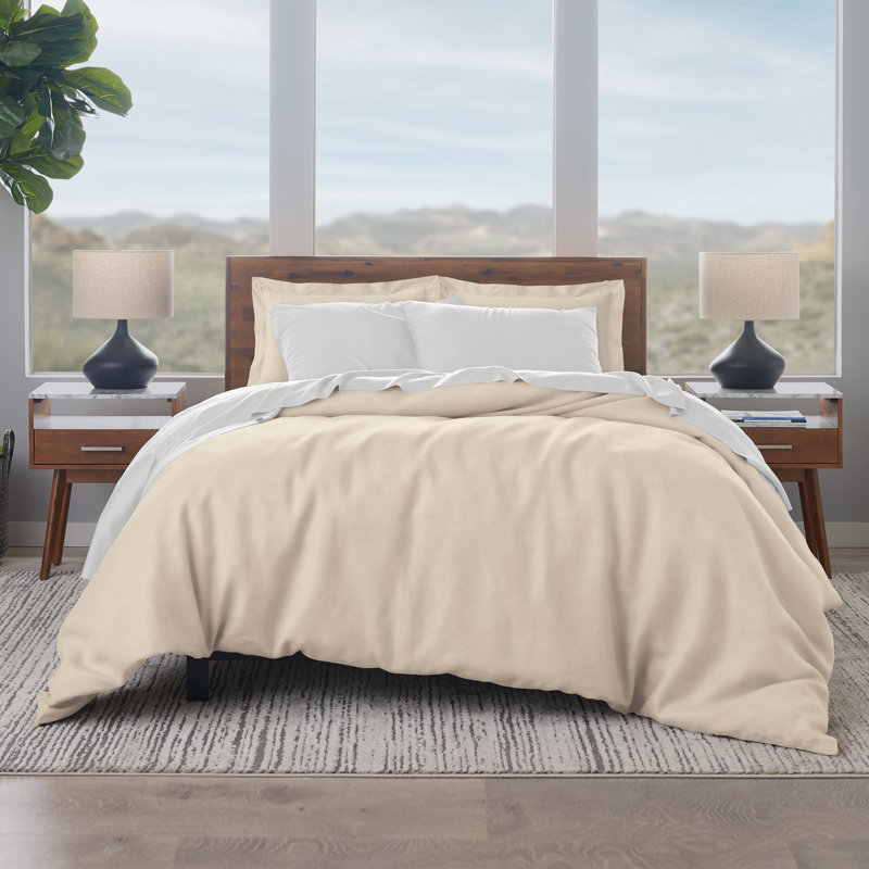 EJ Classic Cotton Percale Duvet Cover, Sand