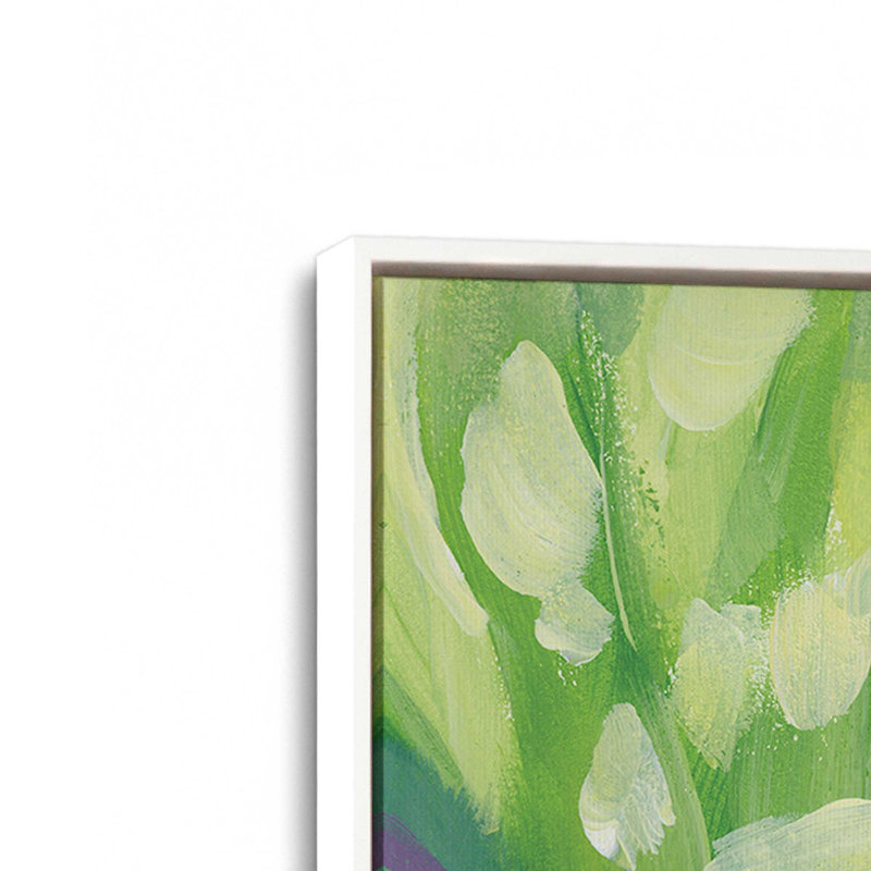 Toile roulée Bold Iris Blooms, H 36,75 po x l 24,75 po x P 1,75 po, Cadre flottant blanc opaque