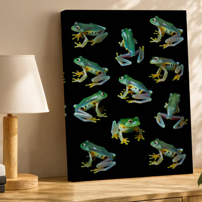 Canvas A Collection Of Translucent Frogs In Various Poses Showcasing Their Wall Art Vibrant Colors And Intricate Internal Patterns Canvas Wall Art