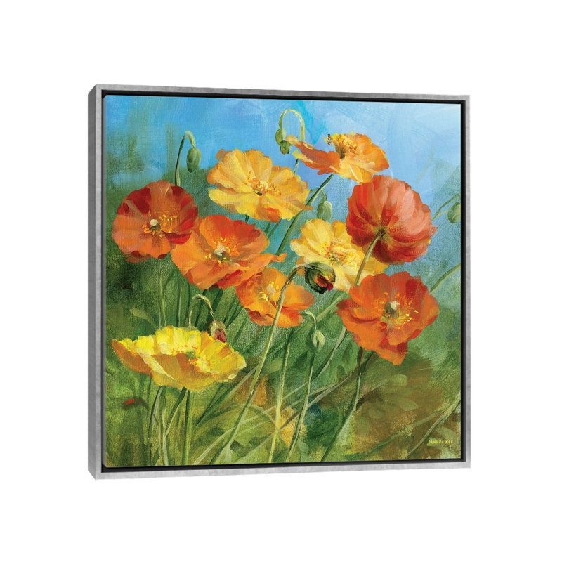 «Summer Field IV» par Danhui Nai - reproduction d'art, Aucun mat, H 18 po x l 18 po x 1,5 po, Toile avec cadre argenté