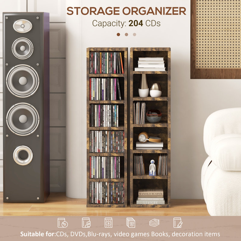 Ermanno 88.5cm H Media Shelves, Rustic Brown