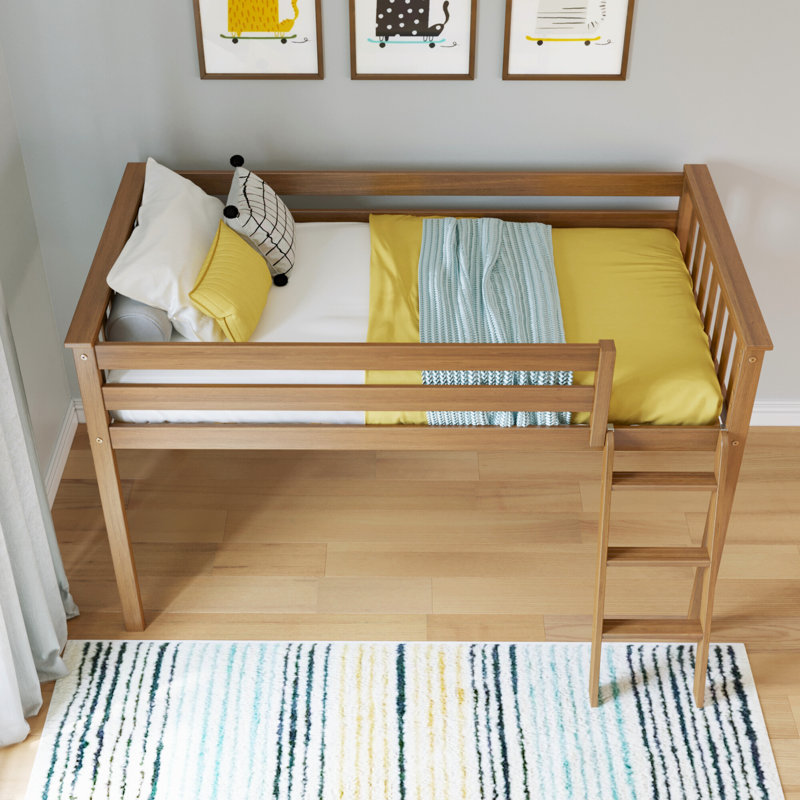 Jefferies Twin Solid Wood Low Loft Bed, Pecan