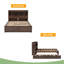 Lit plateforme double avec tablettes coulissantes-414164684