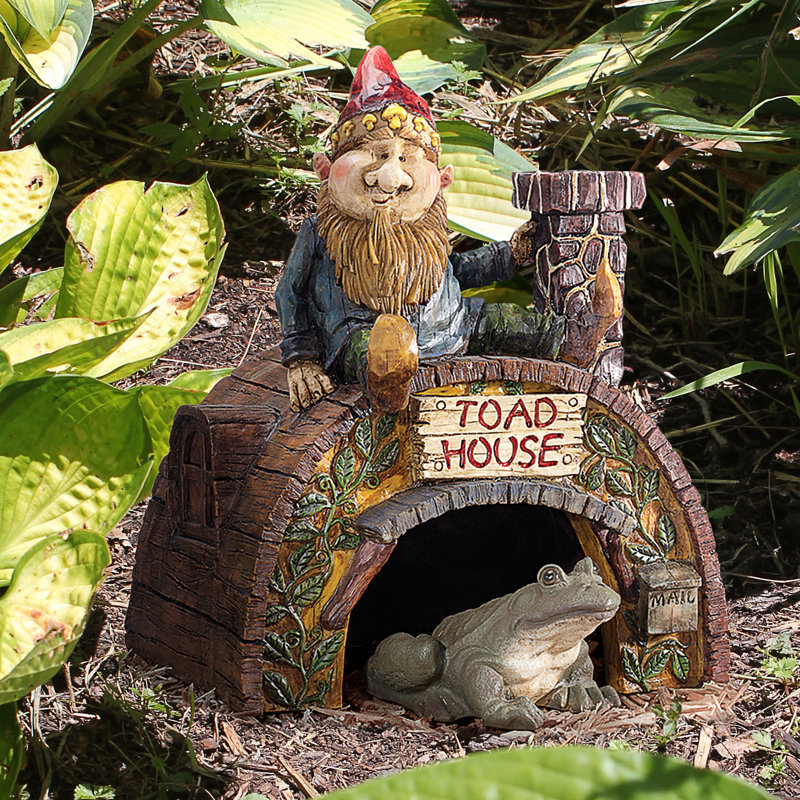 Garden Gnome Toad House Statue